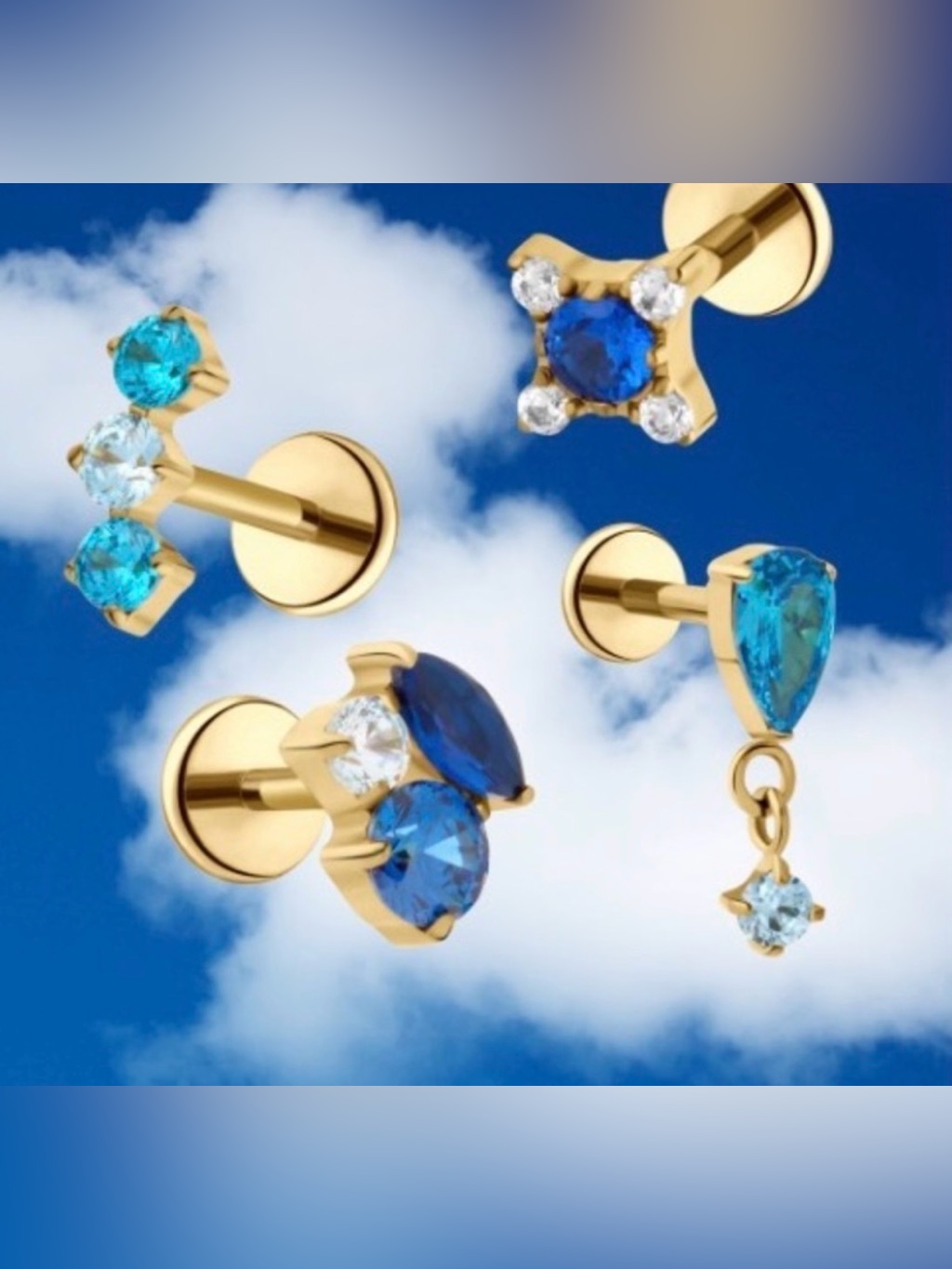 Nib Cords Club Bijoux Flat Back Stud - Blue — image 5 of 8